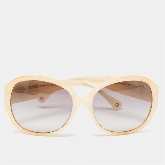 Coach Accessories - COACH White Marble Oval Gradient Sunglasses HC8037B L029 Angeline One Size